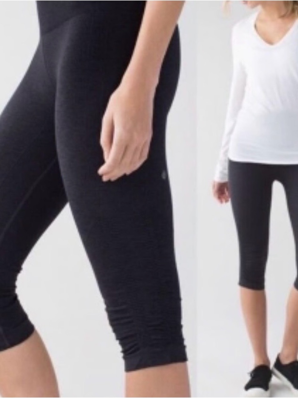 Lululemon Womens size 2 Black Seamless Active Flow and Go Capri Leggings